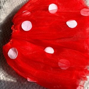 Red tutu with white spots. Minnie Mouse costume